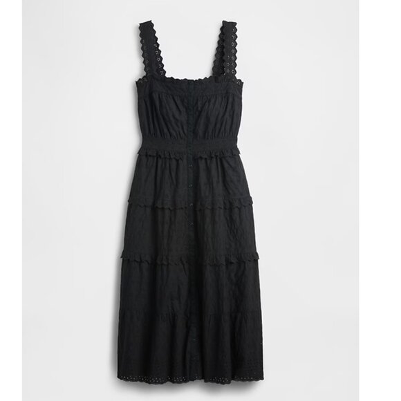 NWT Gap × DÔEN Eyelet Midi Dress Black L - Picture 5 of 6